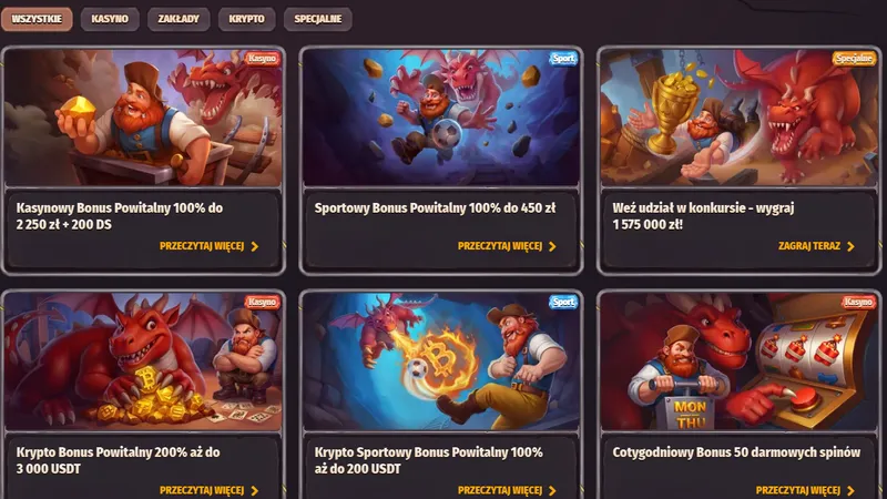 Promocje Dragonia Casino – strona promocji w lobby oficjalnym